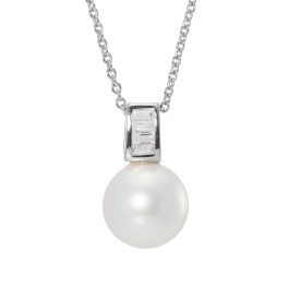 プレミアムパール 泉州の職人技 １０ｍｍＵＰ 貝パール＆ＣＺ エレガンス ロングペンダント