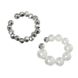 プレミアムパール 泉州の職人技 ベビー貝パール＆ ミラーボール 片側用イヤーカフ ２点セット