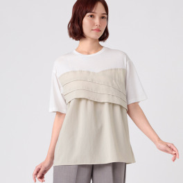 イフェメル／ ダブルフェーストーキョー 日本製 バイカラー ビスチェ風Ｔブラウス