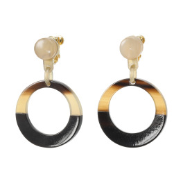 グレイスモア 水牛 バイカラー サークルモティーフ スウィング イヤリング／ピアス