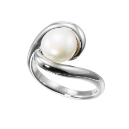 ラフィナリスタ サージカルステンレス 淡水パール カーブラインリング