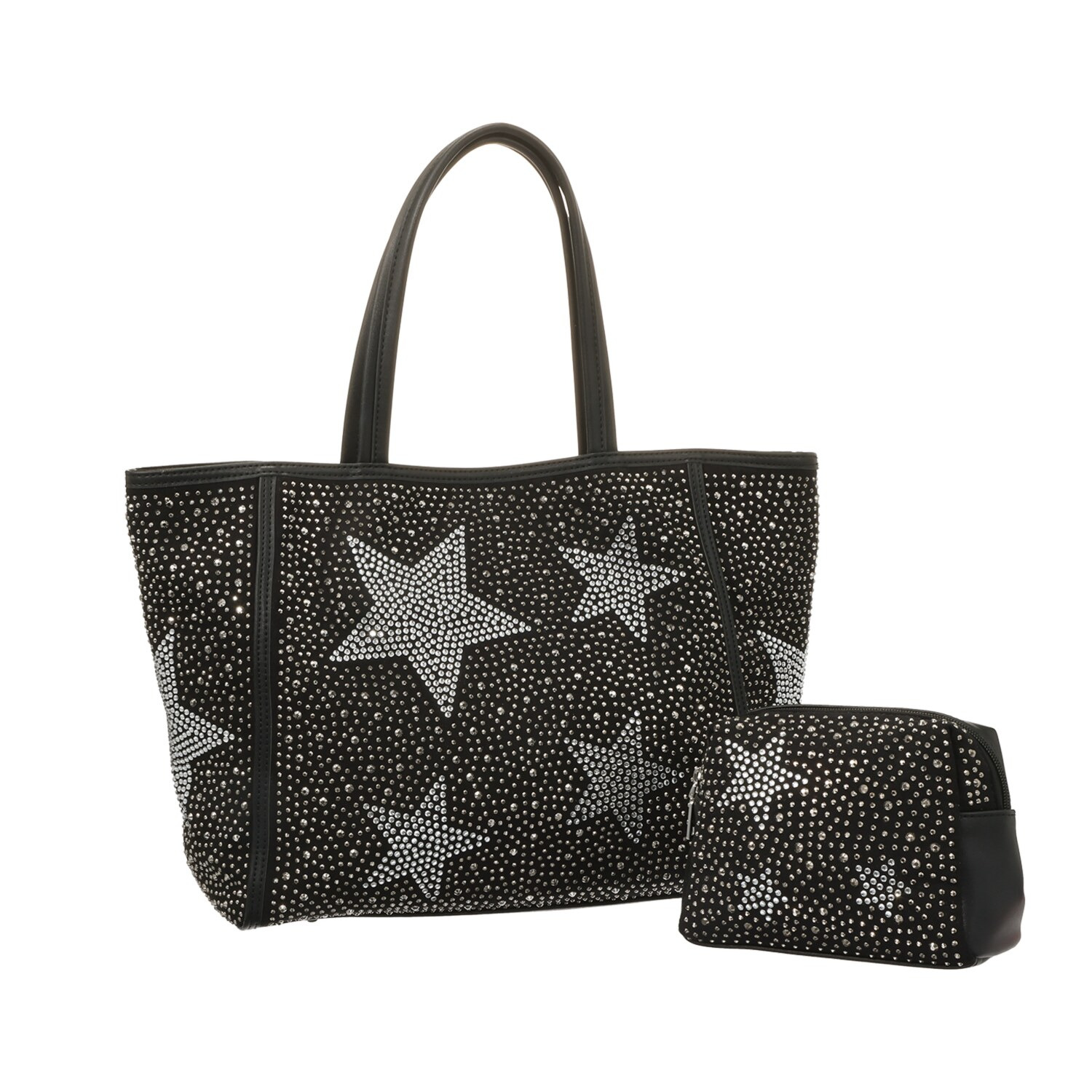 グッシオイタリー イタリアデザイン 星柄ラインストーン トートバッグ＆ ポーチセット