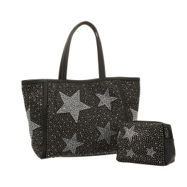 グッシオイタリー イタリアデザイン 星柄ラインストーン トートバッグ＆ ポーチセット