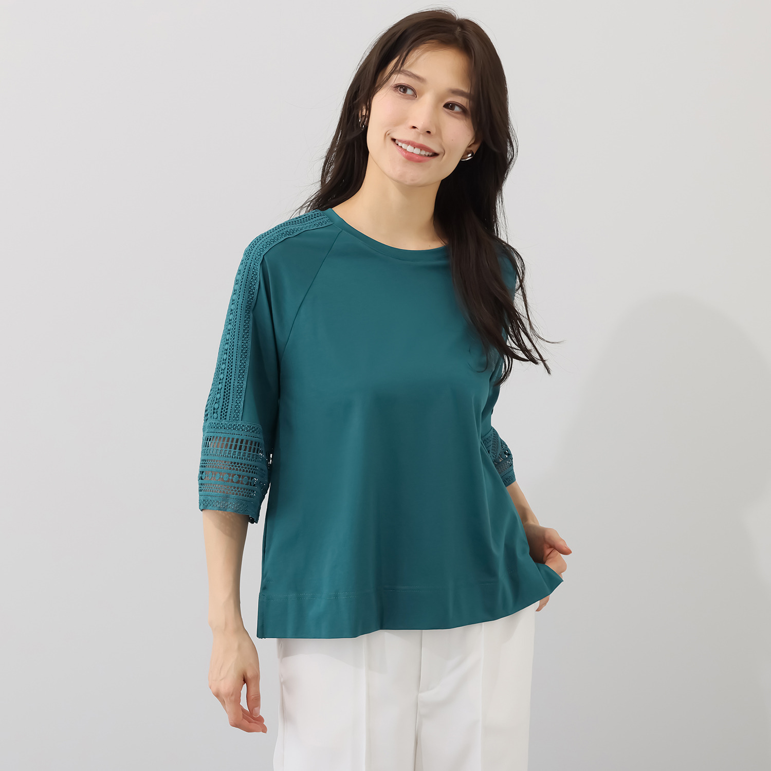 ダジュール 袖レース切替 プルオーバー