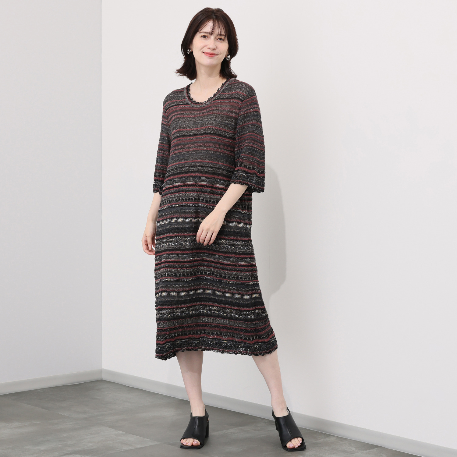 イイネス ファンシーヤーンミックス ワンピース