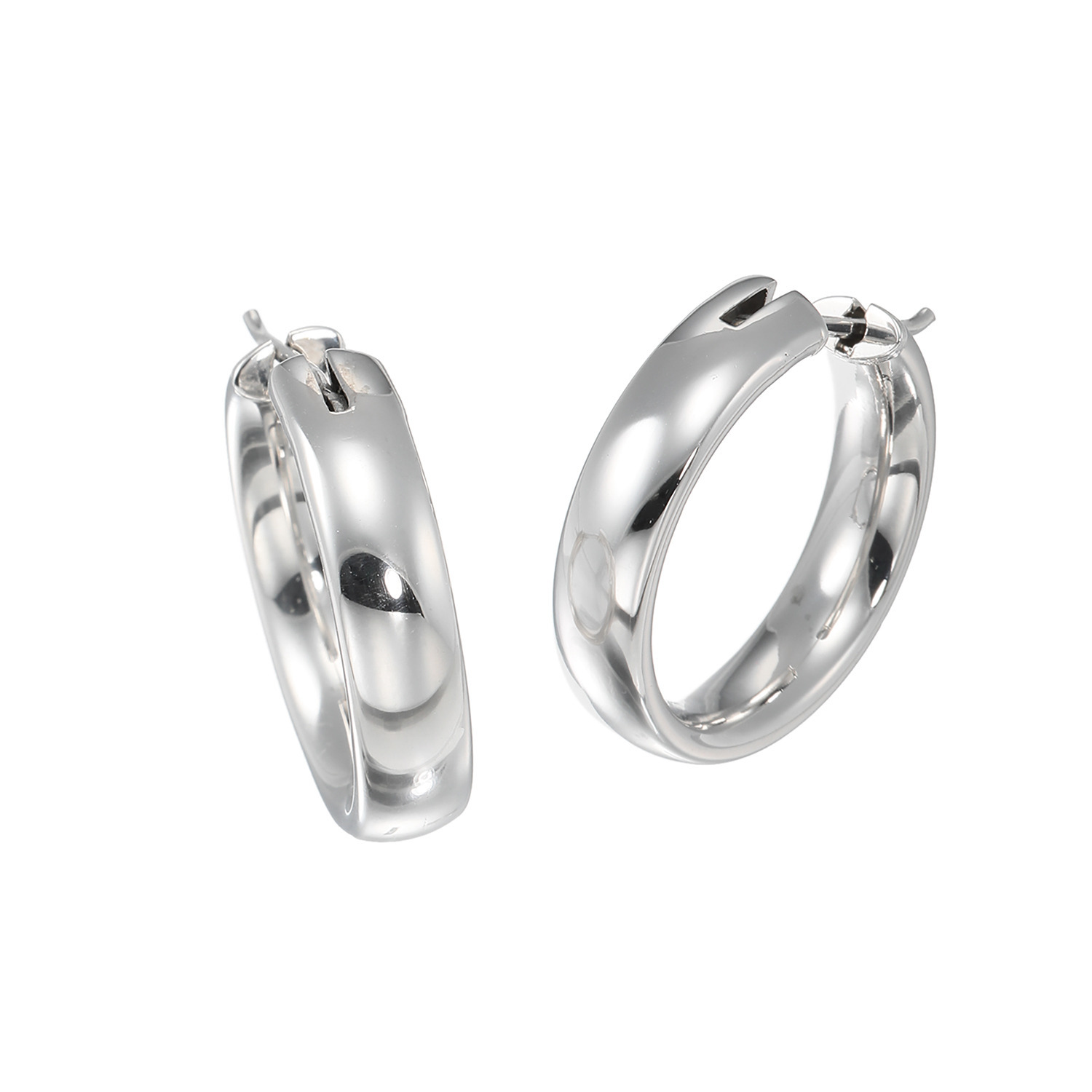 エクセラ イタリアン・シルバー ２層コーティング 鏡面仕上げ ラウンドフープピアス