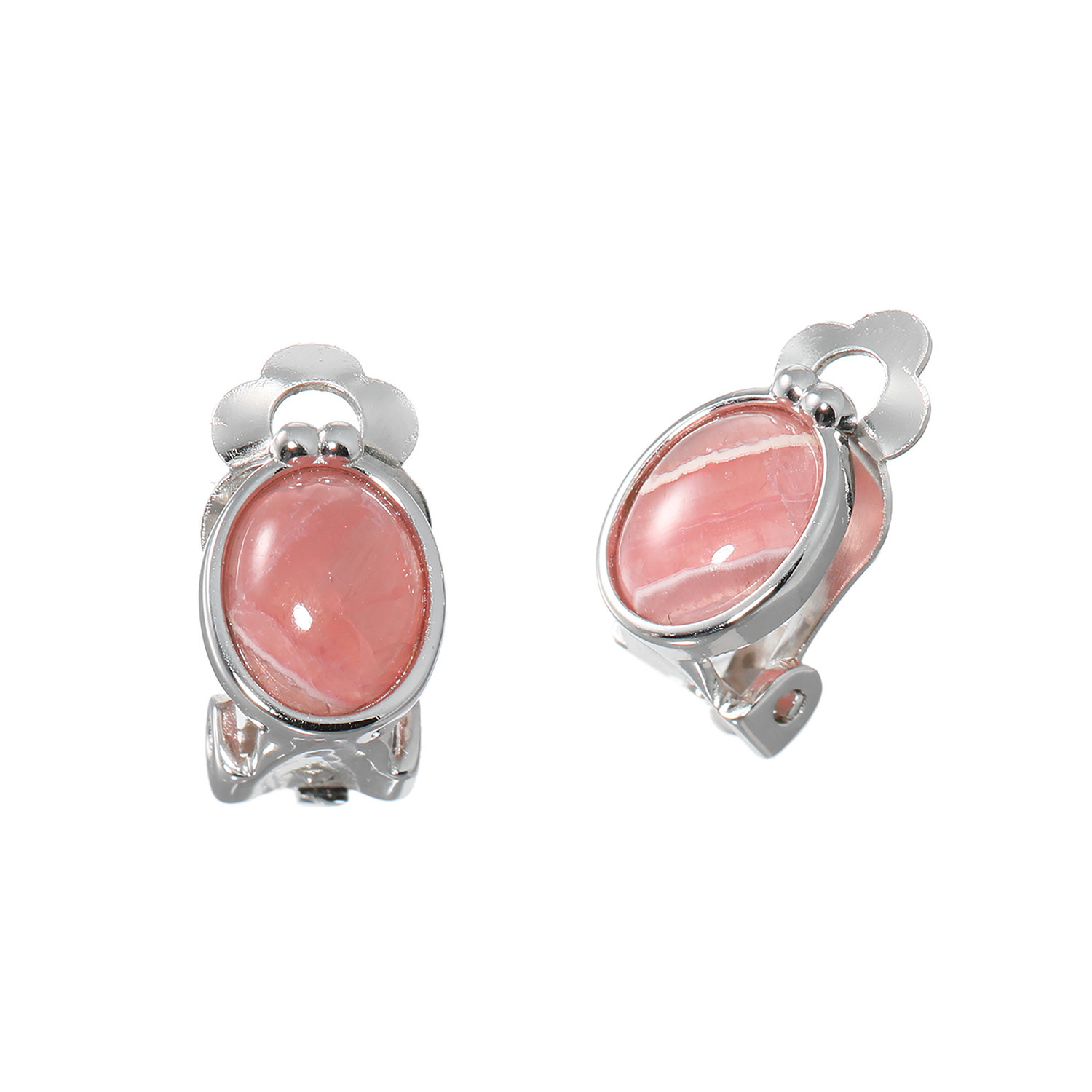 イーシア シルバー ロードクロサイト オーバルカボション イヤリング／ピアス