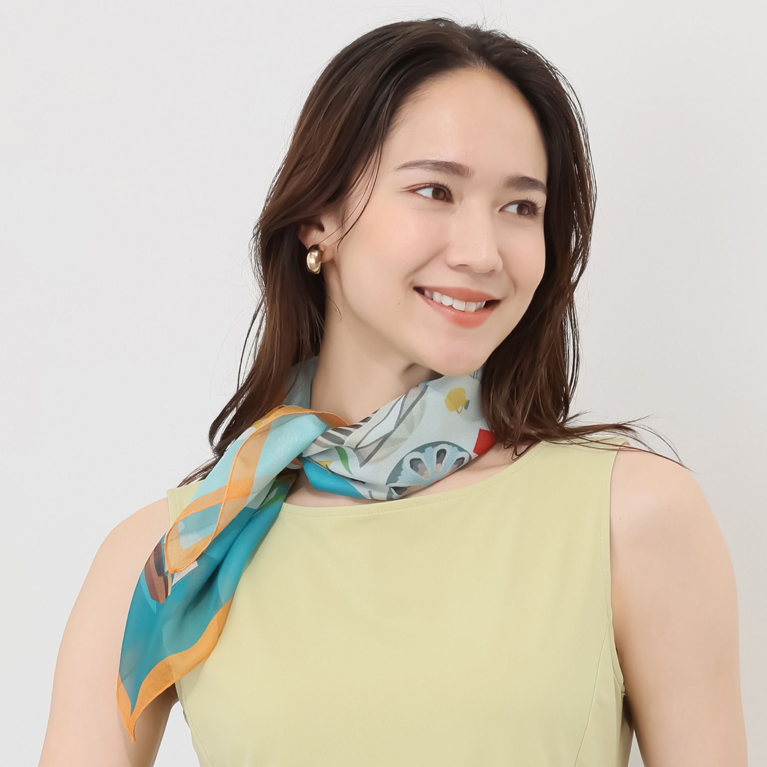 クーコ イタリア製 ヨーロッパ諸国マップ柄 シフォン スクエアスカーフ