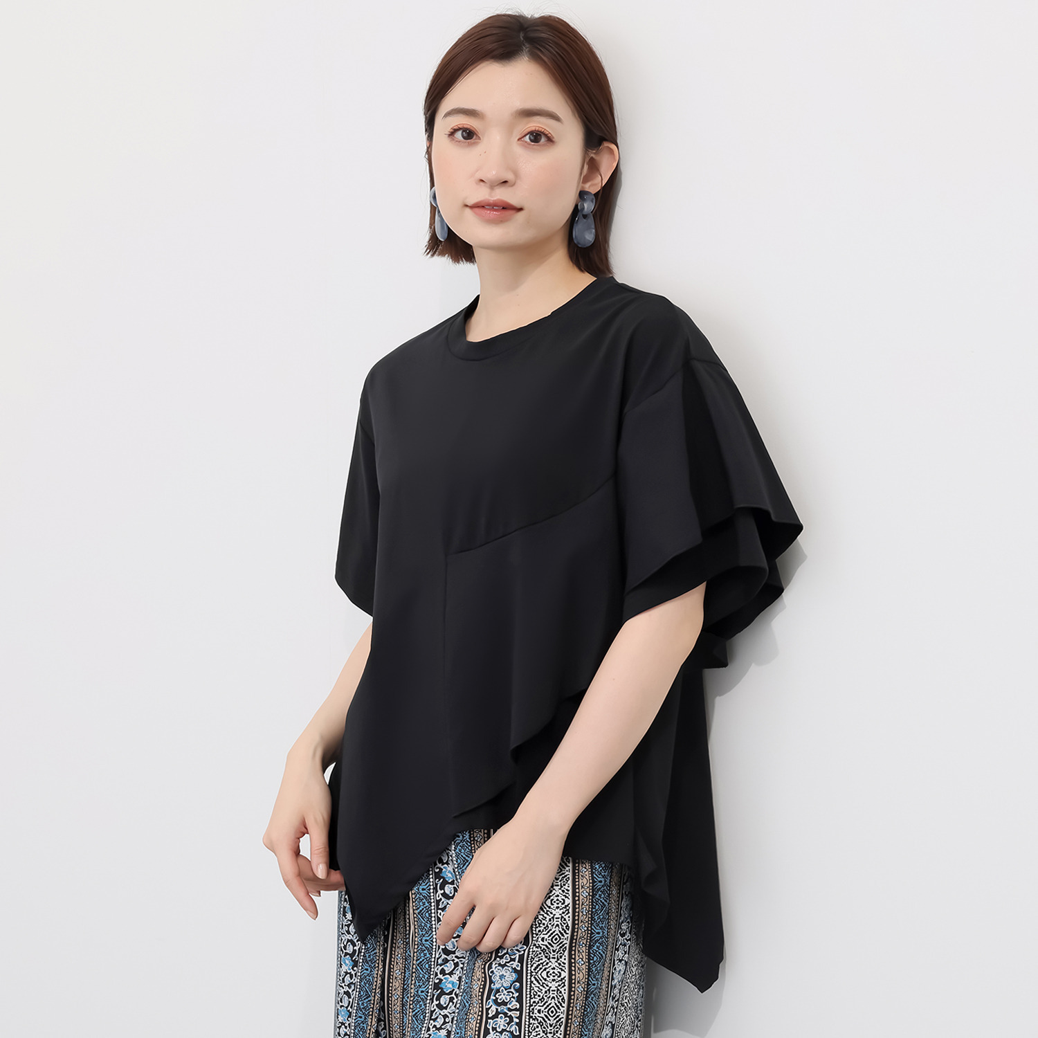 コイビトミサキ 異素材切替 アシンメトリー プルオーバー