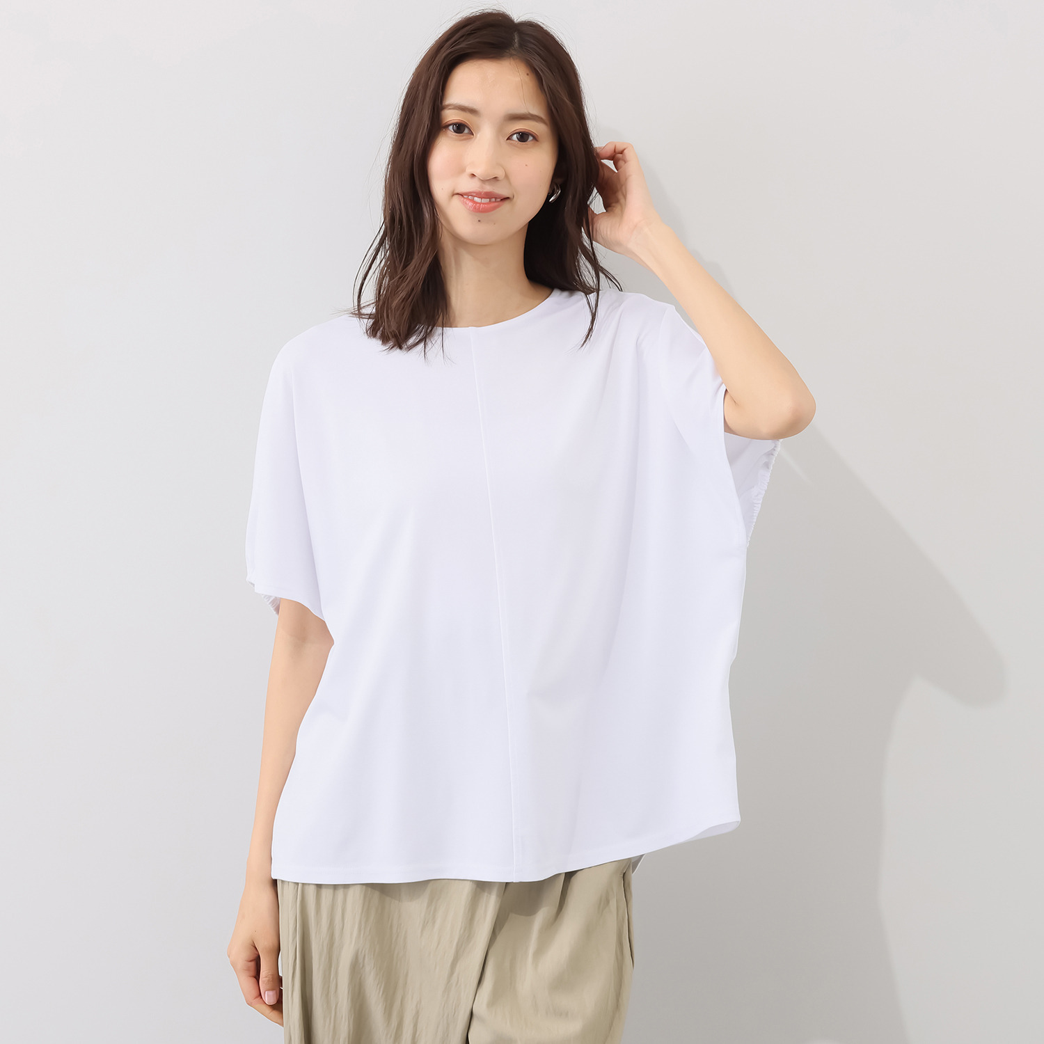 センスローブ ドレープニュアンス ドルマンスリーブ カットソープルオーバー