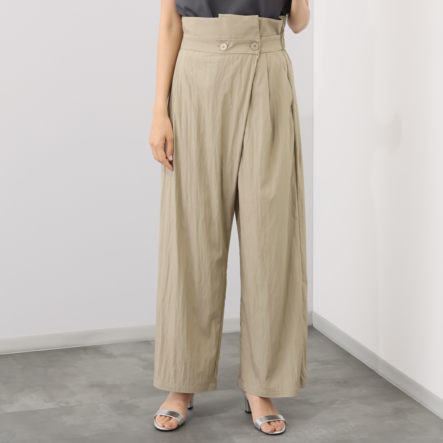 センスローブ ドライタッチ リターンウエスト ワイドパンツ