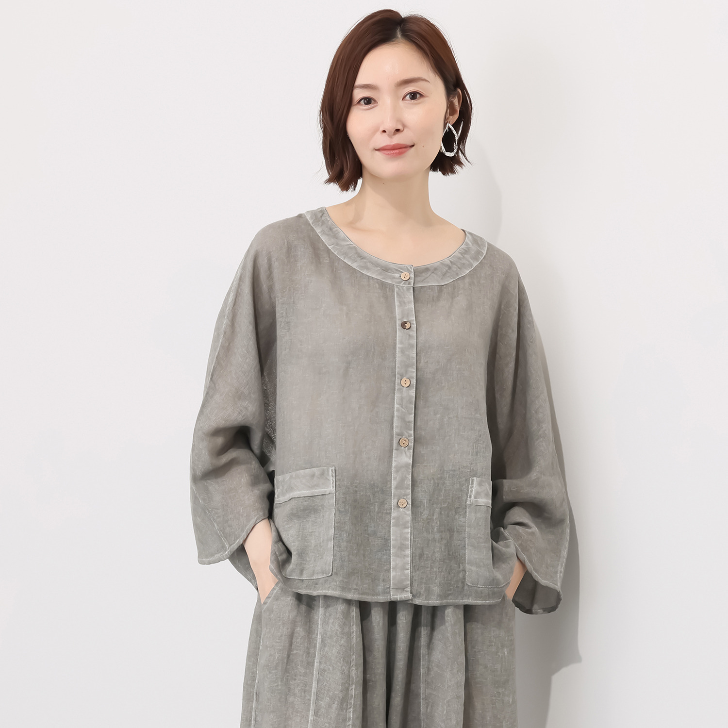 ベルポニー 顔料製品染め ドルマンスリーブ デザインカーディガン