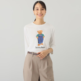 テディベア 七分袖 プリントプルオーバー