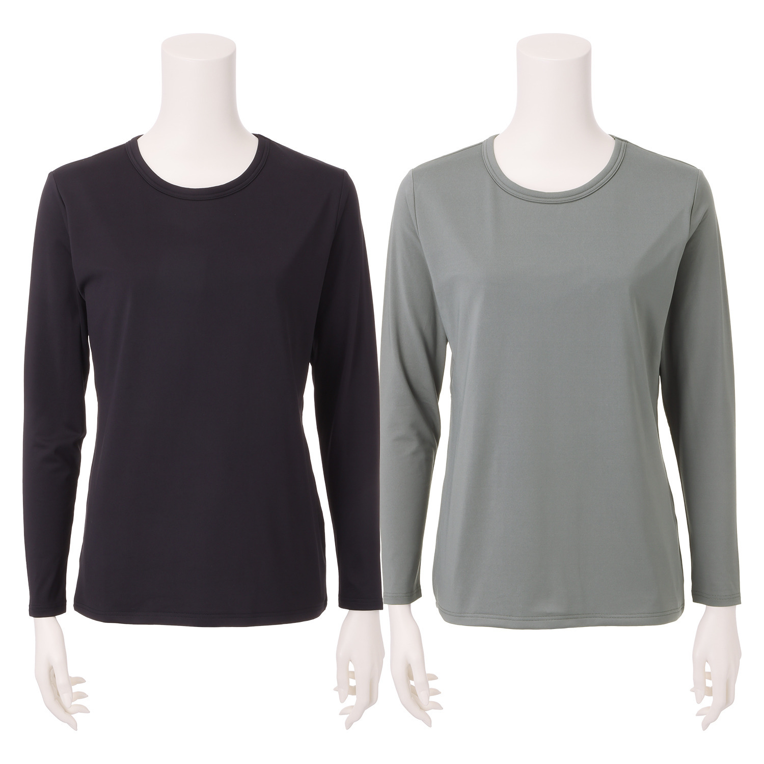 ブリーズテックス 防風　透湿 裏起毛 後ろ当て布付き クルーネック長袖インナー ２枚セット