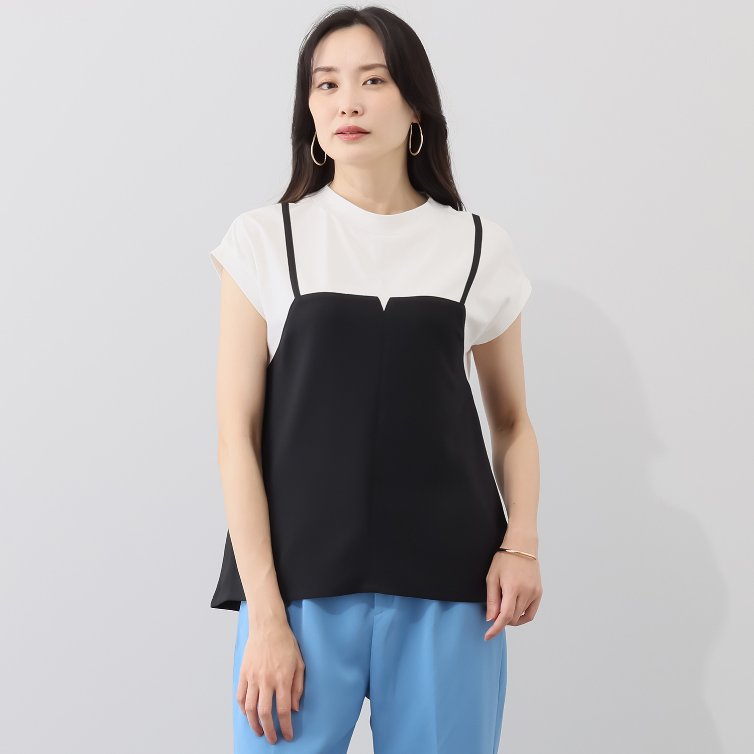 マイジュジュ 一枚で決まる！ 異素材切替 レイヤード風プルオーバー