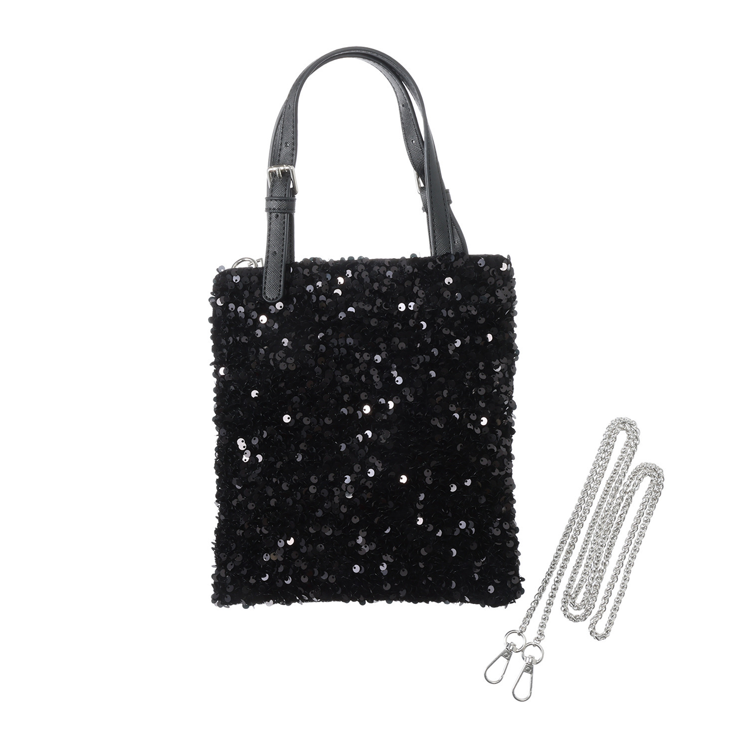 ラルジュ キラキラスパンコール チェーンストラップ付 ２ウェイトートバッグ