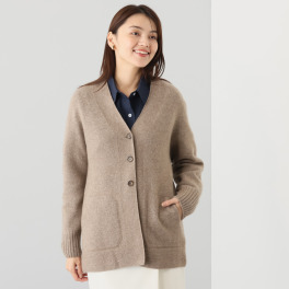 ルーエン　ローズ 日本製 内モンゴル産 カシミヤ１００％ Ｖネックカーディガン