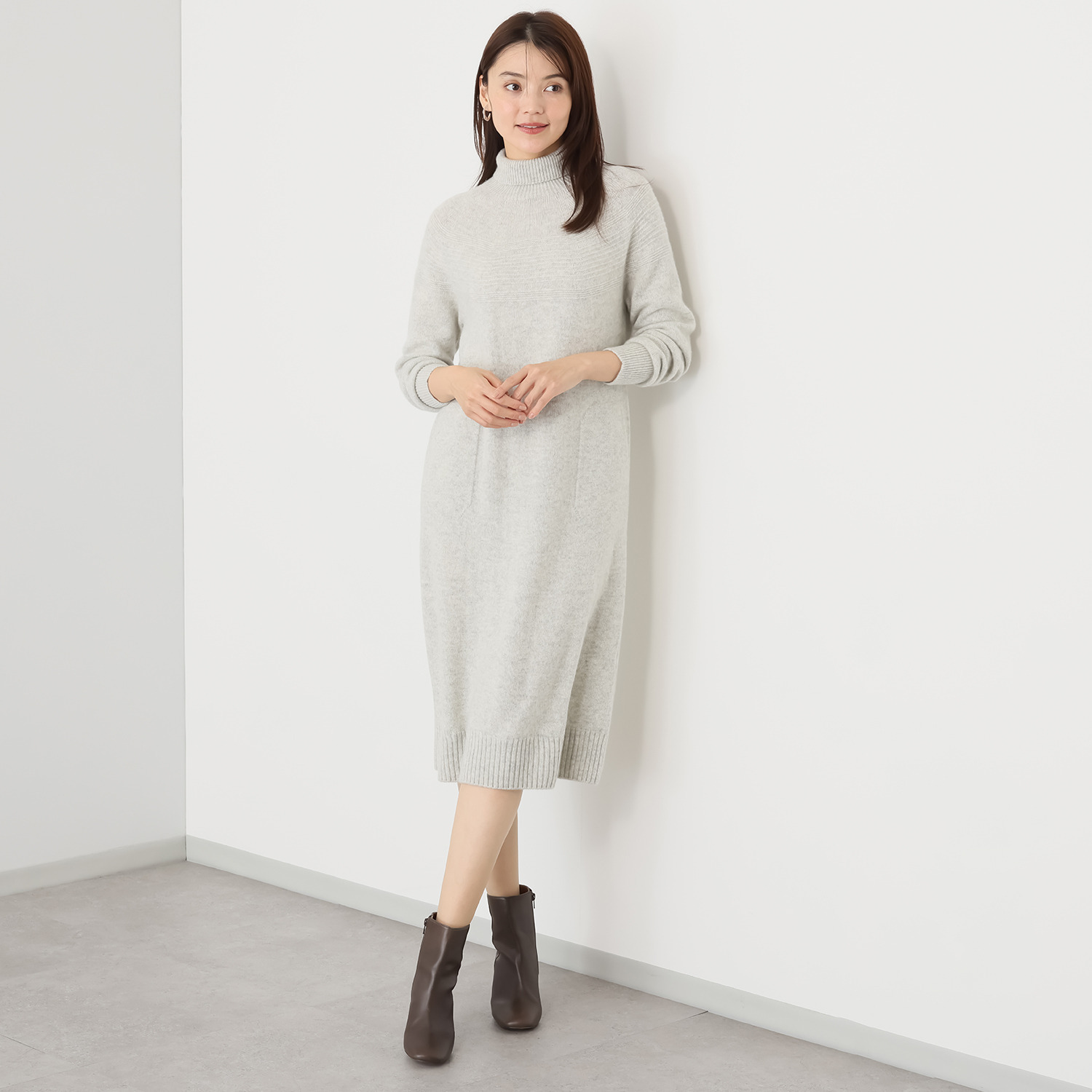 ルーエン ローズ 日本製 内モンゴル産 カシミヤ100％ 地柄ボーダー