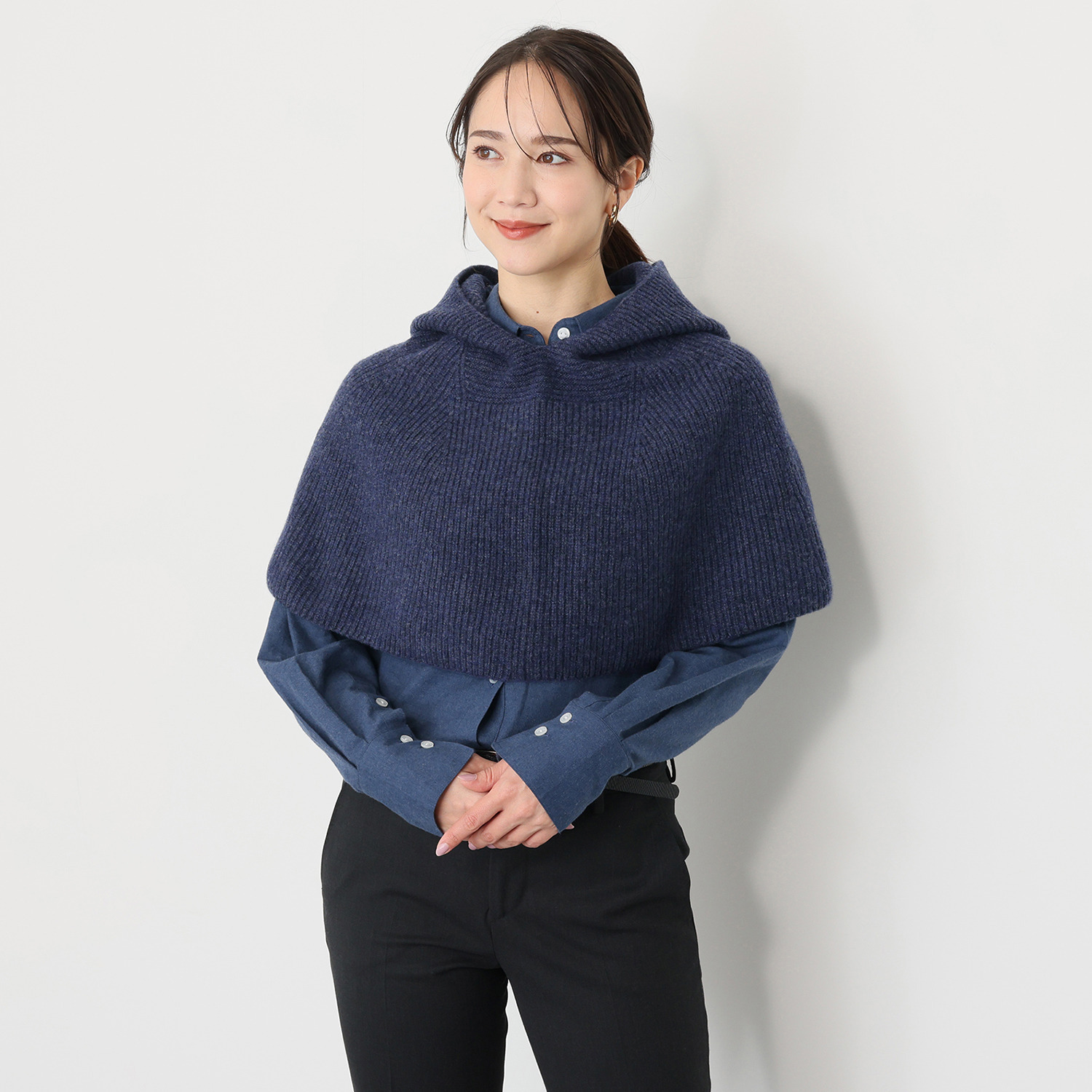 サ・アンノ 日本製 ラムウール・カシミヤ フード付スヌード