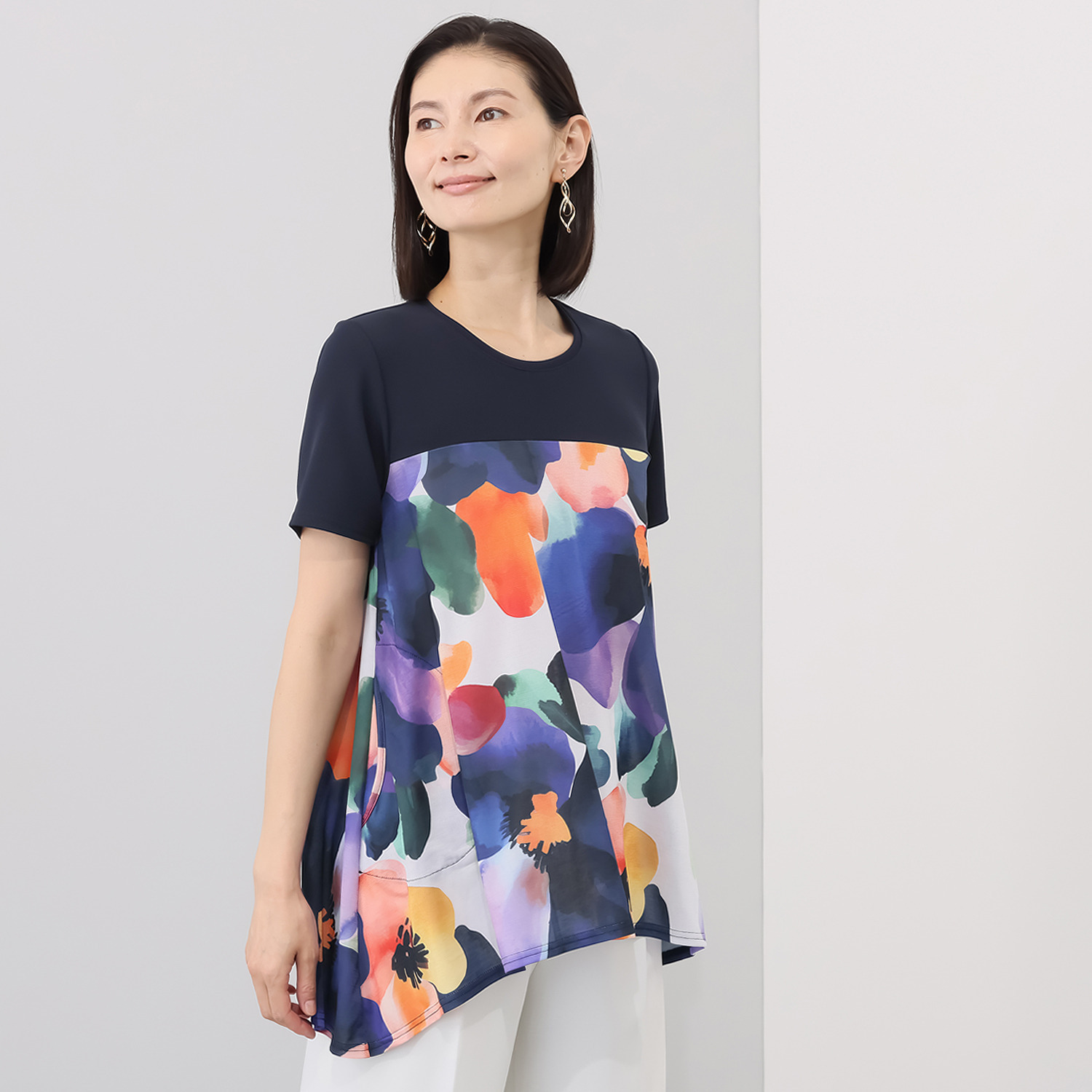 ダジュール 配色 イレギュラーヘム チュニック