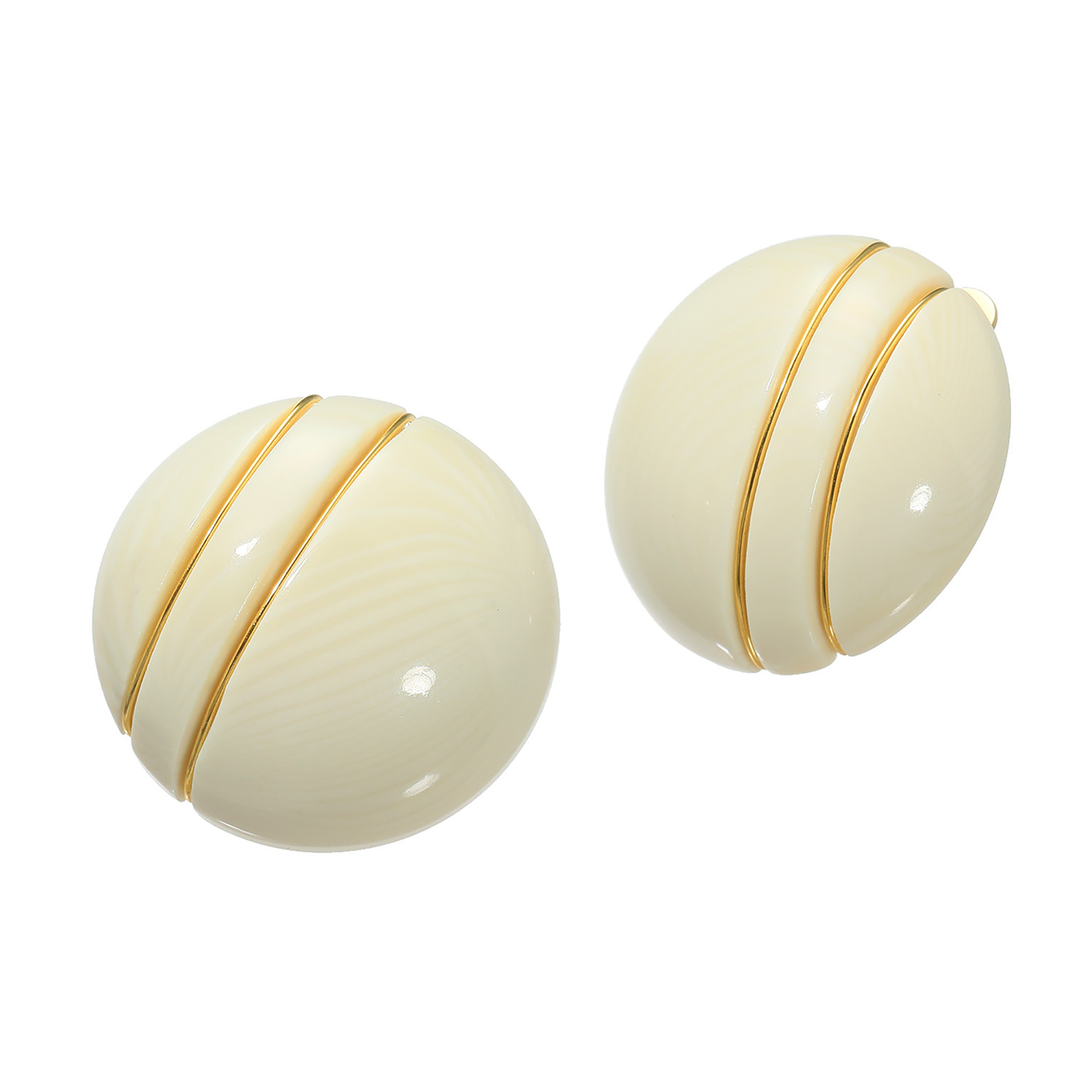 アイボリーナ アイボリーカラー ゴールドカラーライン アクセント イヤリング