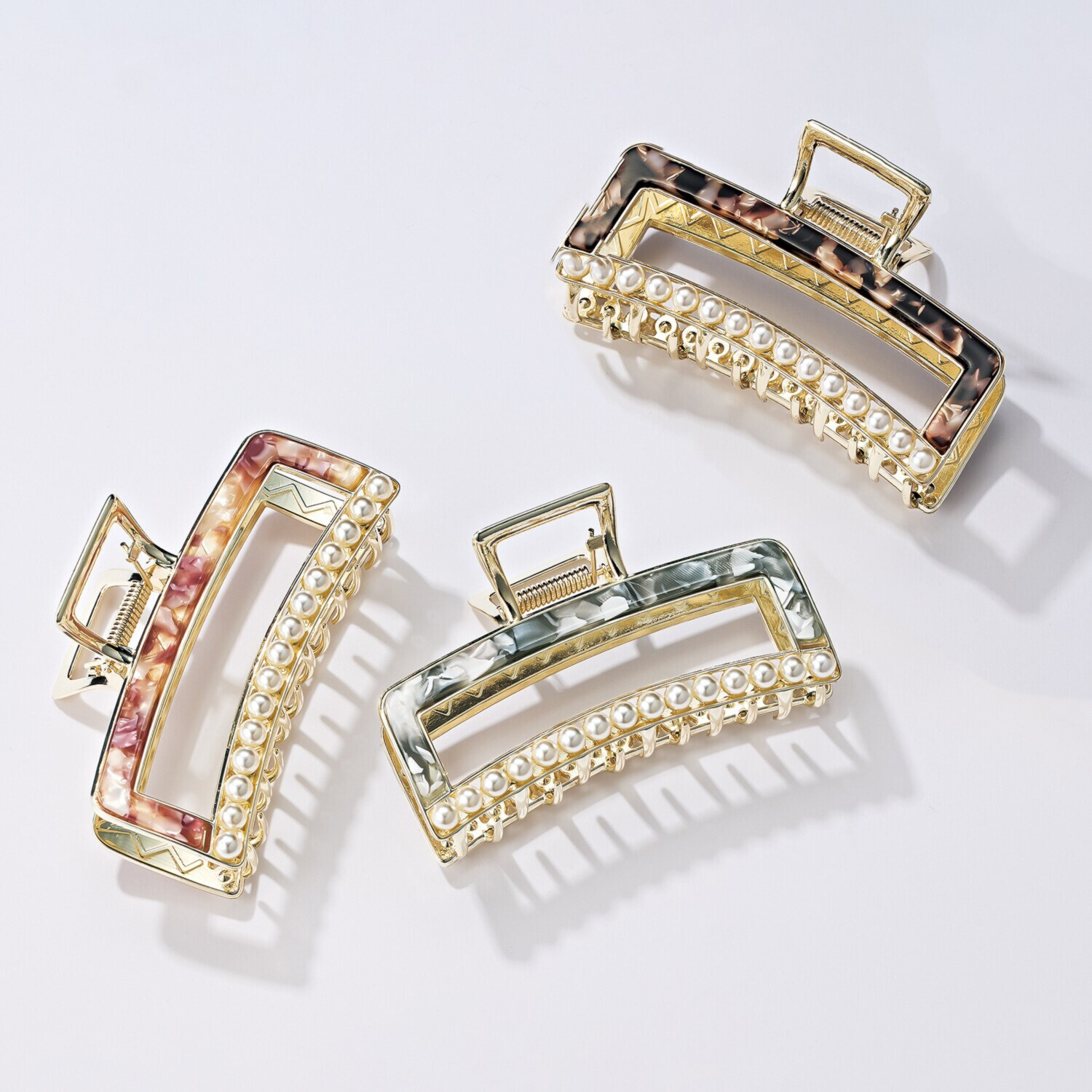 小枝流へアジュエリー パールビジュウ マーブルデザイン バンスクリップ