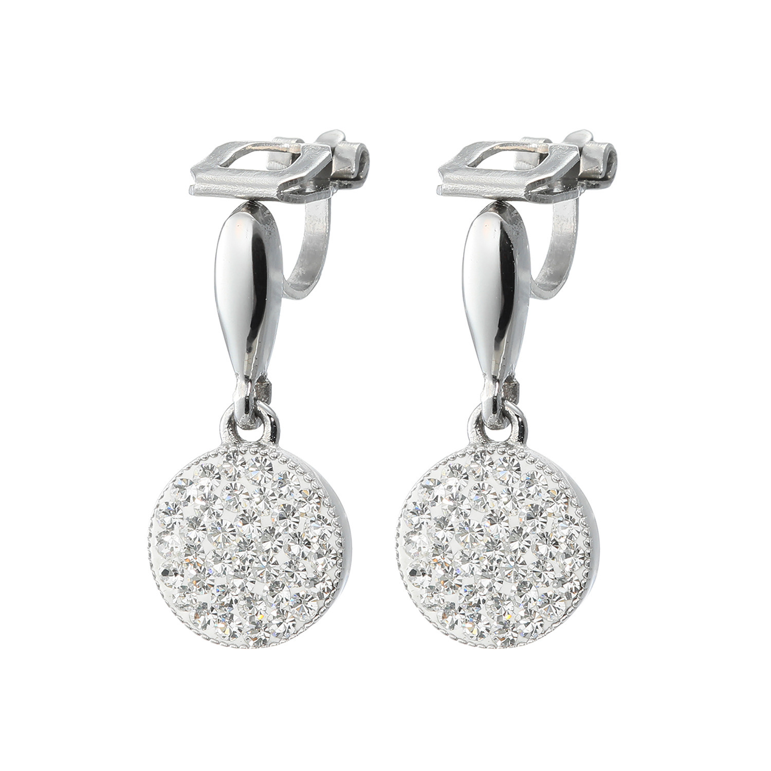 エービーステン ステンレス クリスタルガラス ラウンドパヴェ イヤリング／ピアス
