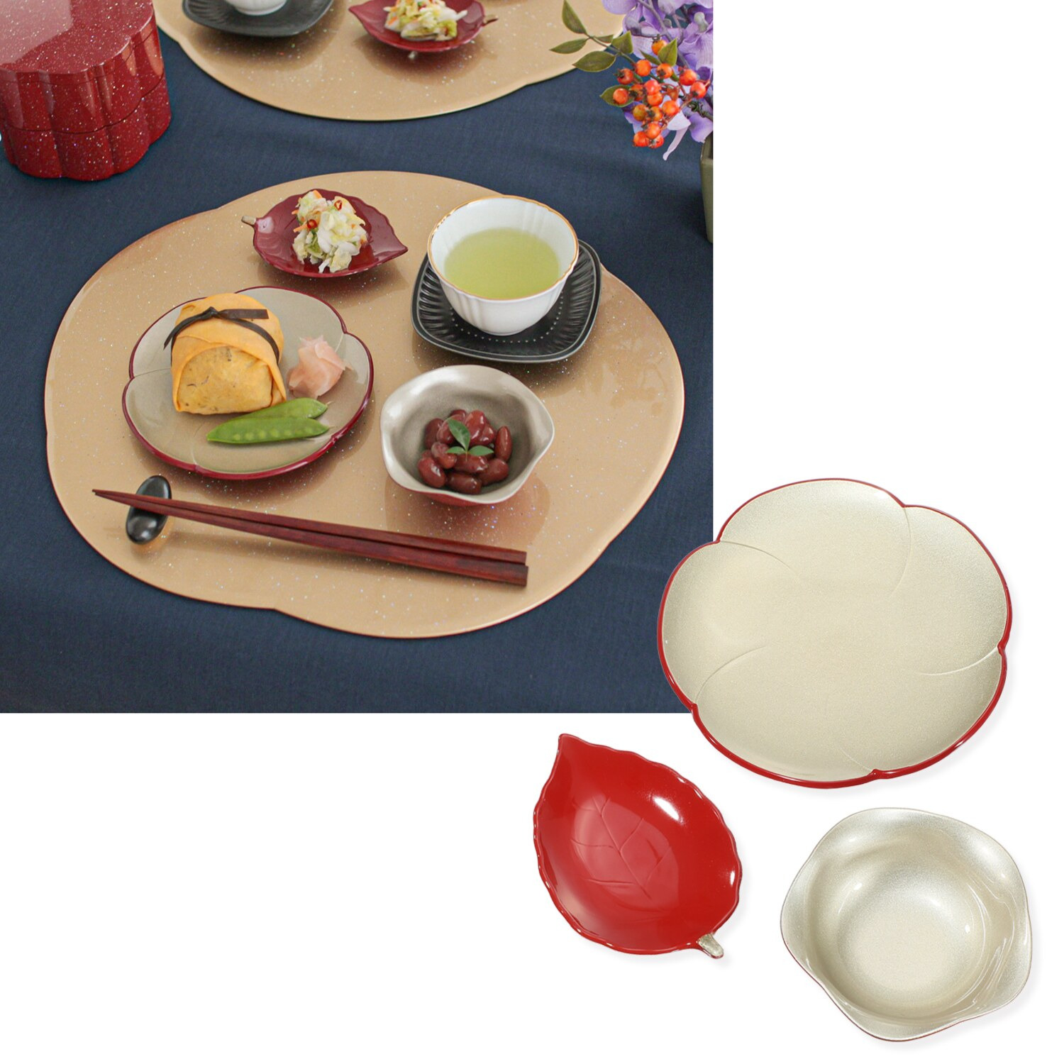 ラメ福梅皿 ３点セット