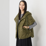 スタイルフライ はっ水 ウェーブ柄キルト フード付ダウンポンチョ