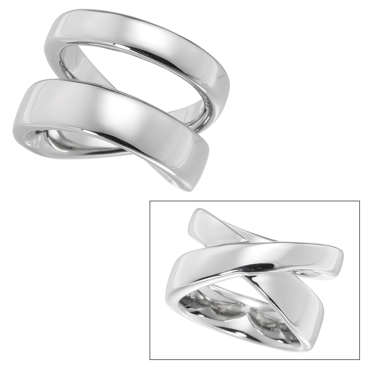 ステングレイス サージカルステンレス ダブルライン＆ クロスデザイン リバーシブル リング