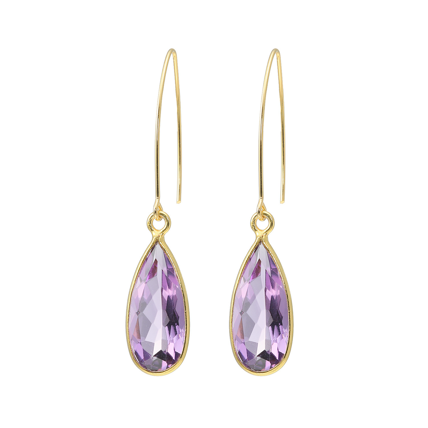 インプレスミー アメシスト ロングドロップ シェイプカット フックピアス