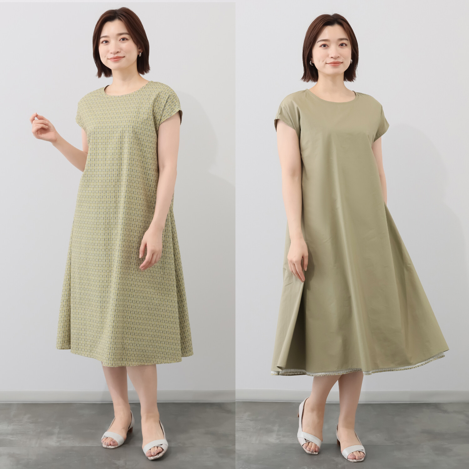 アリュメット リバーシブル フレンチスリーブ ワンピース- ショップ