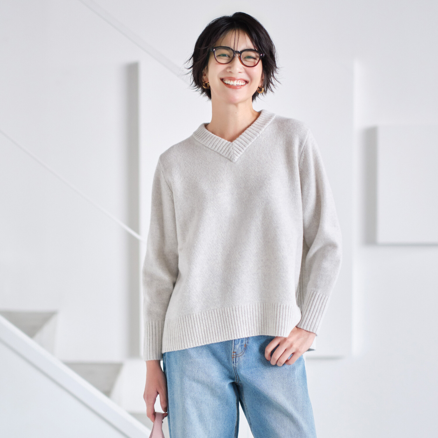 【美品】ドゥロワー ★ミラノリブ ニット カシミヤ混 ボートネック 袖タグ Pierrot ニット セーター シルクタッチウォッシャブル半袖