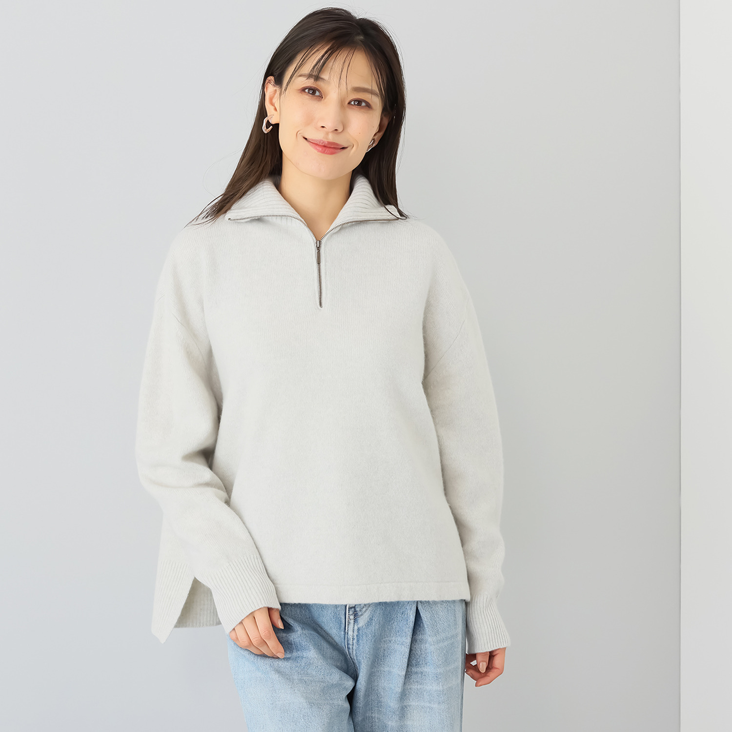 ATON ウールカシミヤ ハーフジッププルオーバー セール】 ATON ウールカシミヤ ハーフジッププルオーバー （ニット