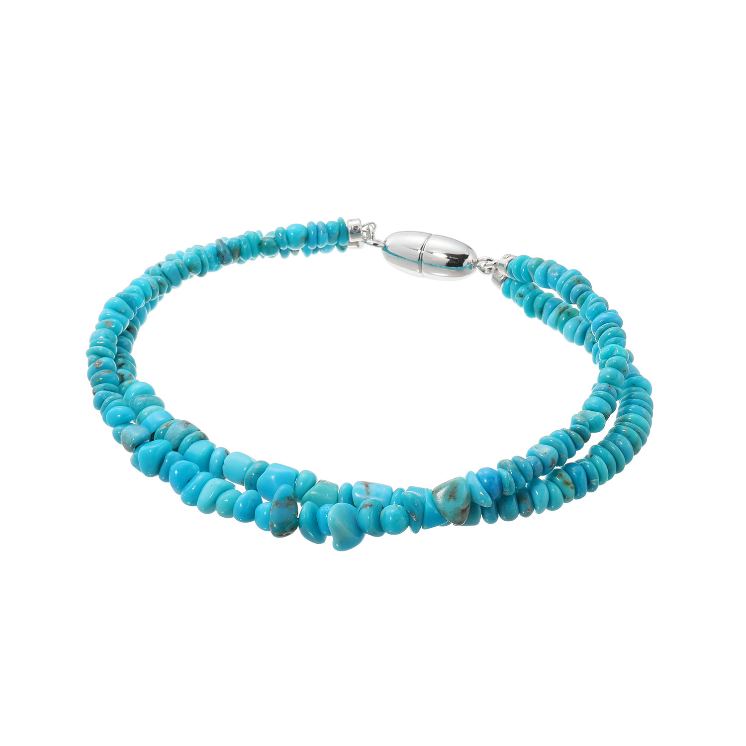 ミケランジェロ アリゾナ産ターコイズ タンブルシェイプ ２連ブレスレット