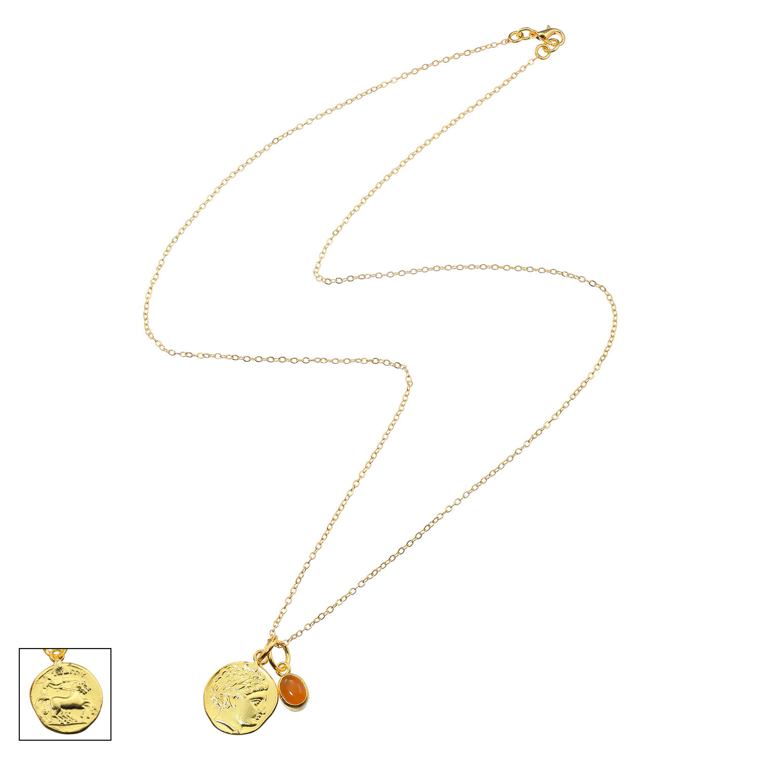 ミモッザジュエリー カーネリアン ロング コインペンダント