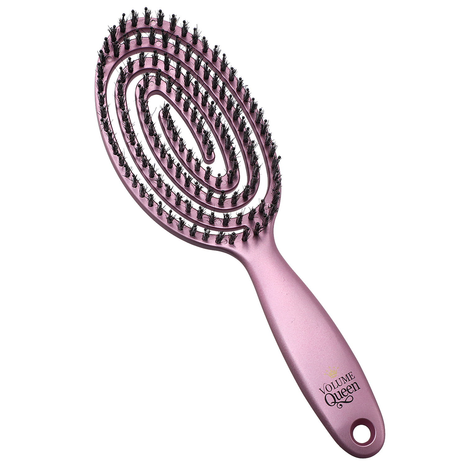 ３Ｄスパイラル設計で ボリュームアップ！ 柔らかな豚毛ブラシで 自然なツヤ髪へ ボリュームクイーン エアスパイラルブラシ