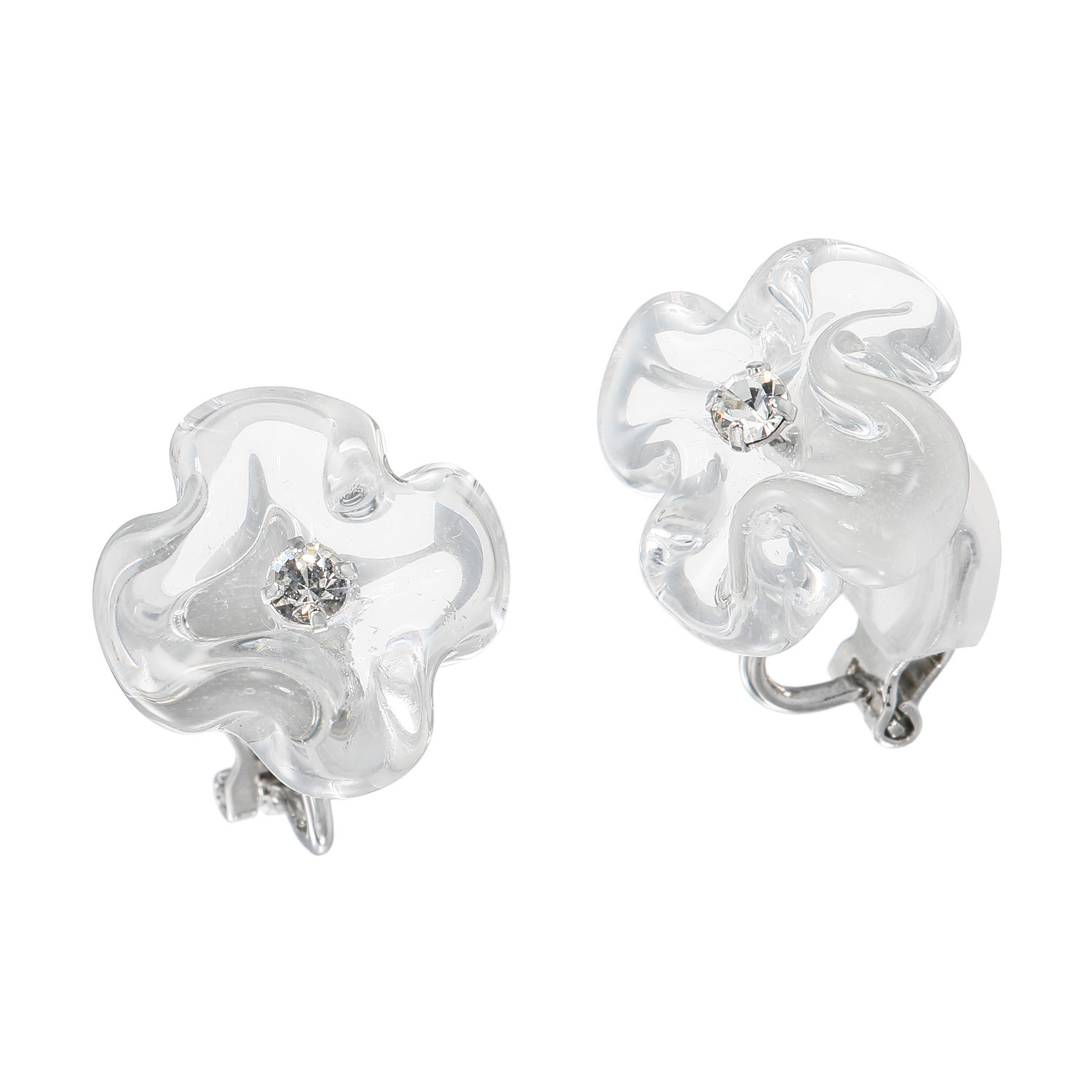 シマ・リリアーナ ハンドメイド フラワーデザイン ガラス イヤリング／ピアス