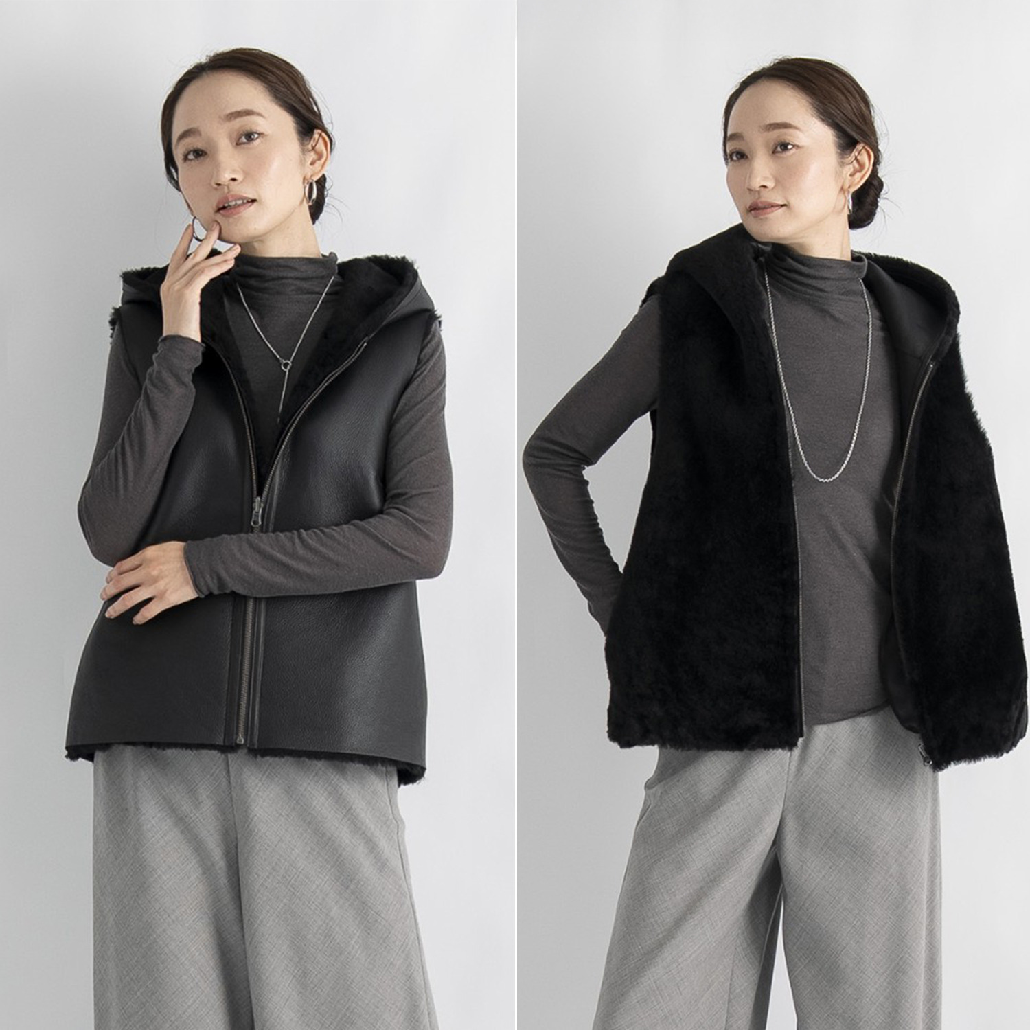 theory luxe ムートン リバーシブルベスト Osse