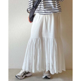 元町ゼラール 裾カットワークレース スカート