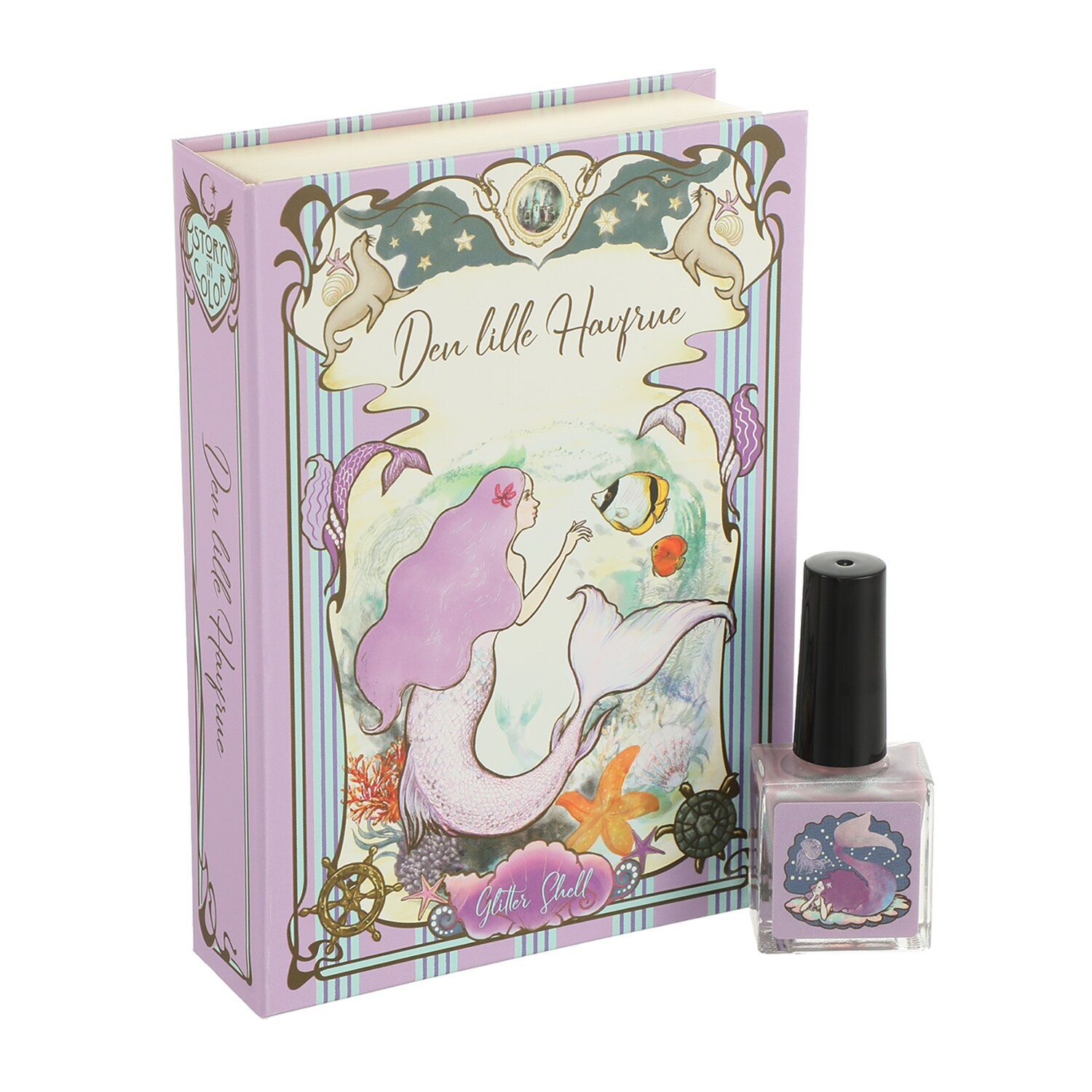 ＢＯＯＫスタイルの アート型ネイル！ 輝くシェルの美しさを表現 透明感パープル系カラー ストーリー・イン・カラー グリッターシェル （マニキュア）