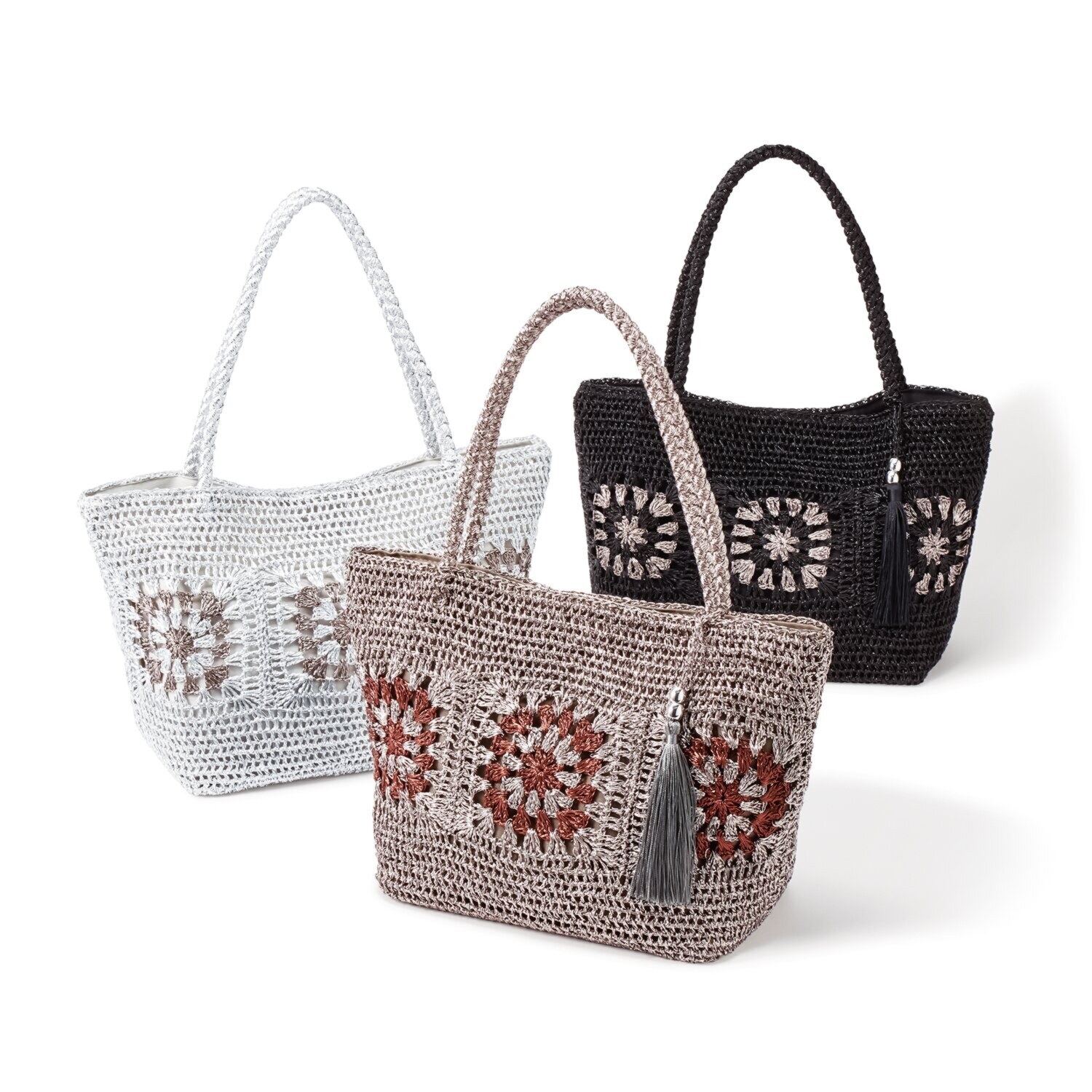 クーコ メタリックヤーン クロシェ編 トートバッグ