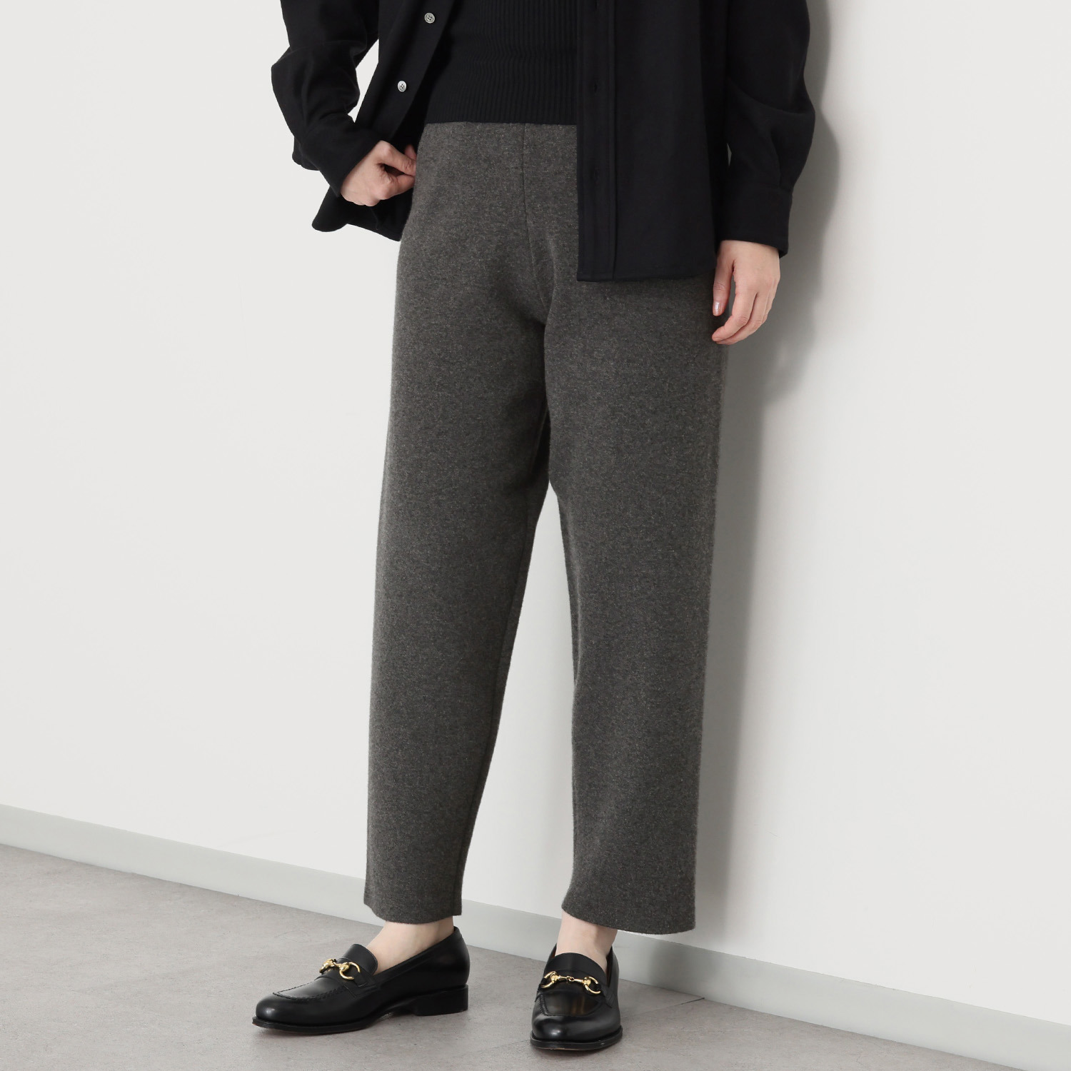 タルマス カシミヤ１００％ ダブルジャガード スウェットワイドパンツ