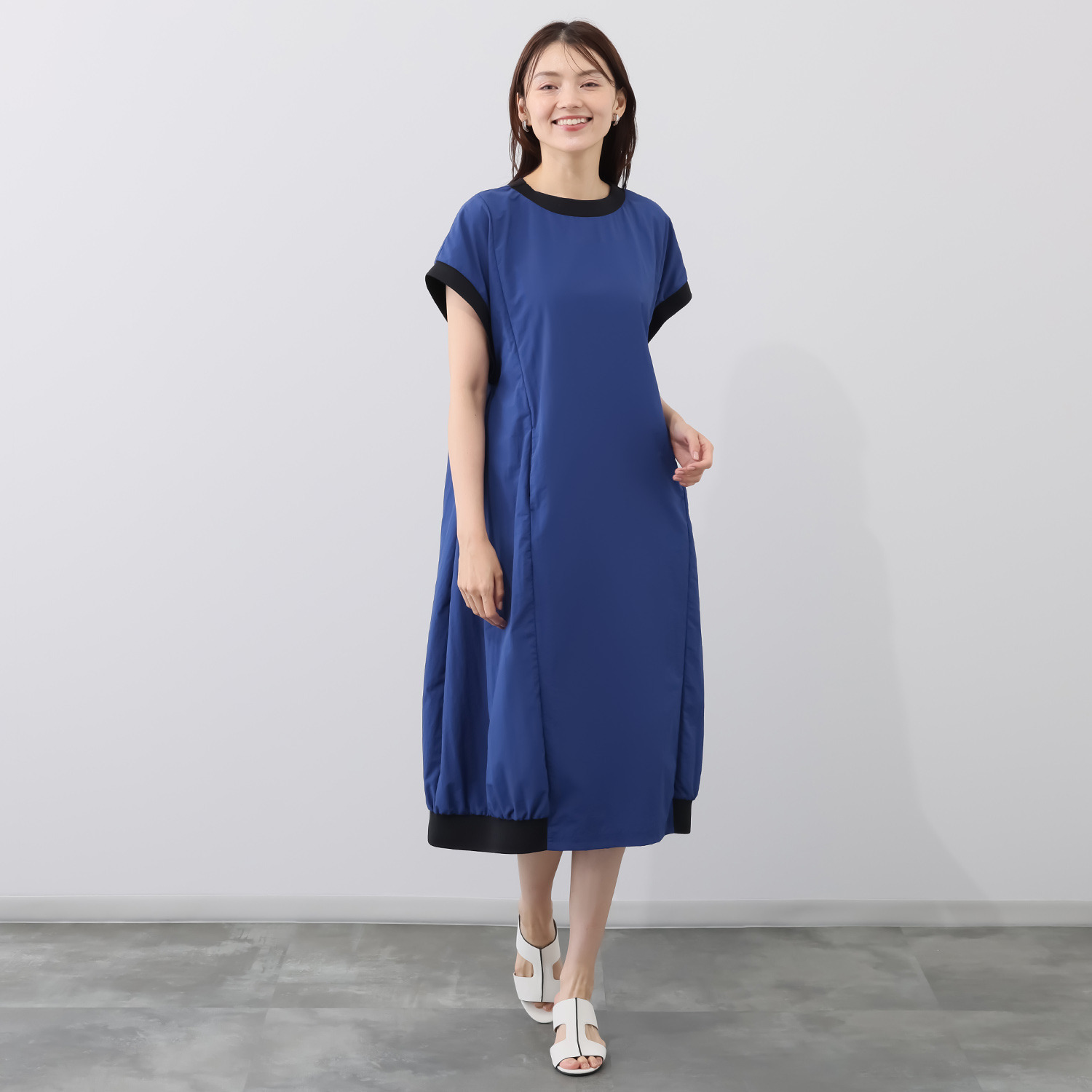 コモエリークローゼット 接触冷感 リブテク コクーンシルエット ワンピース