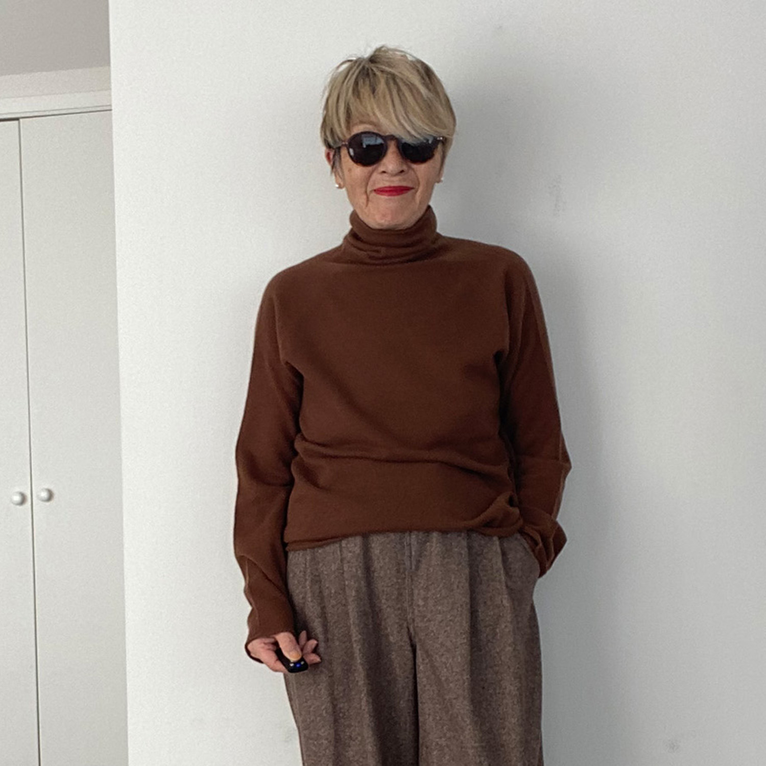 シャビージェンティール カシミヤ１００％ 無縫製 ラグランスリーブ ガーゼ調プルオーバー