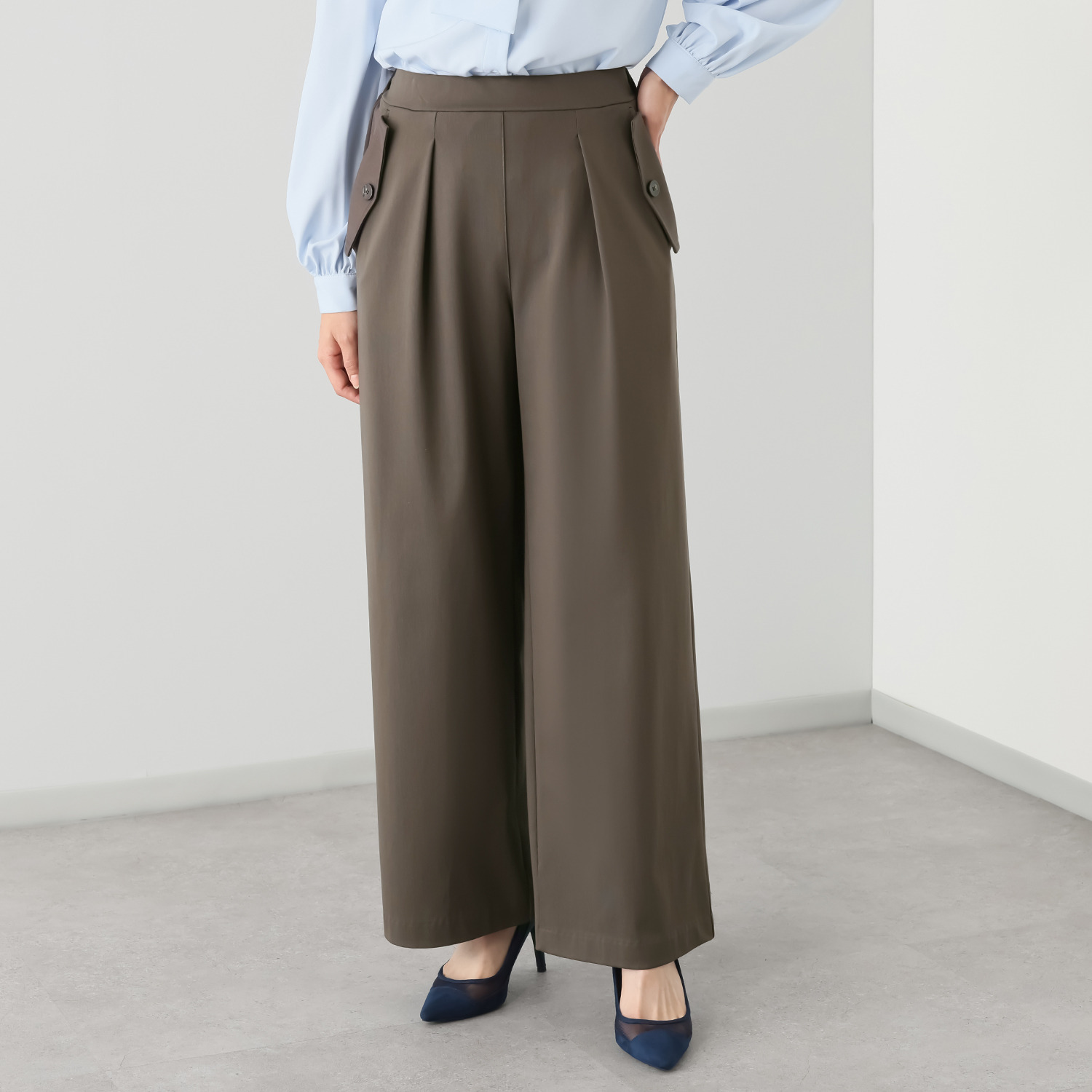 アンダモン ＵＶカット・接触冷感 綿１００％　トリコット編 マキシワイドパンツ