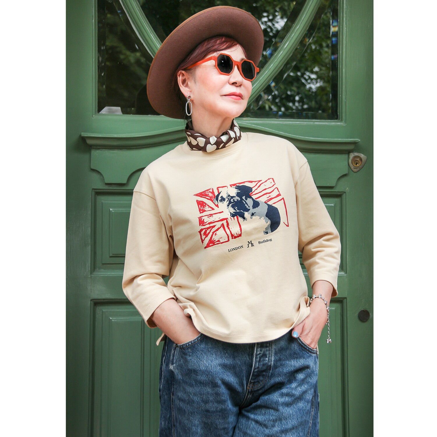 エムジェイアール　バイ マチコ　ジント　ロンドン オリジナルグラフィック ユニオンジャックデザイン プリントプルオーバー