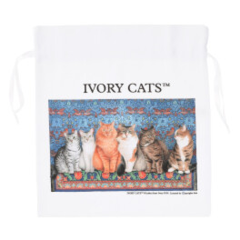 ディアカーズ サテン　巾着 ”アイボリーキャッツ”