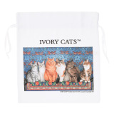 ディアカーズ サテン　巾着 ”アイボリーキャッツ”