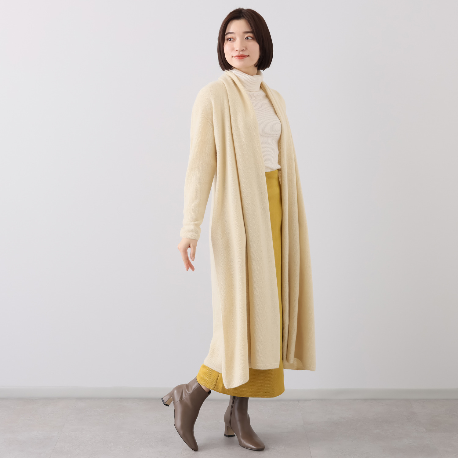 エポカ 最高級ヤク混 ロングガウンコート ニットカーディガン ショール